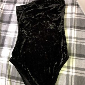 Velour black body suit urban outfitters
